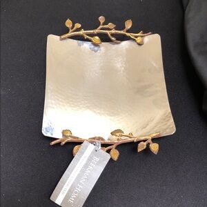 Elegant Silver and Gold Leaf Decorative Plate